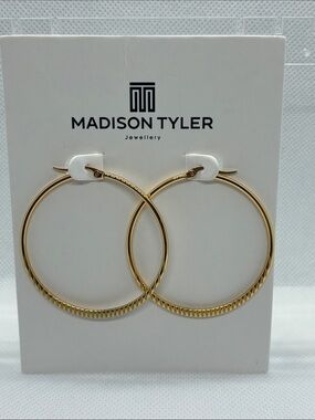 3For$20 Madison Tyler Gold Textured Hoop Earrings